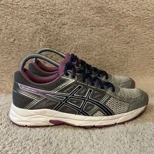 ASICS Gel-Contend 4 Womens Running Shoes Grey Silver Plum T765N Size 7.5